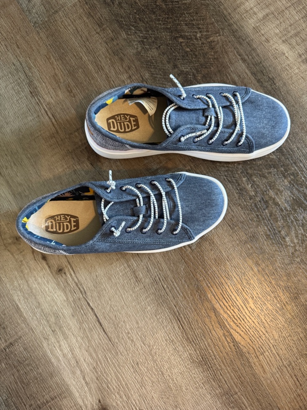 Hey Dude Kids Denim Blue Canvas Lace-Up Sneakers